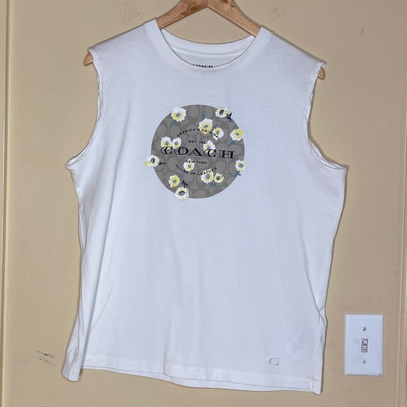 Coach White Sleeveless Top with Floral Design all cotton - Picture 1 of 9